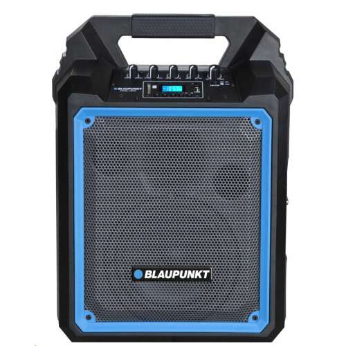 Blaupunkt MB06 portable Bluetooth speaker, black and blue, front view