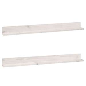 vidaXL kétrészes fehér tömör fenyőfa lebegő polc szett - Irodabútor