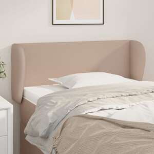 vidaXL cappuccino faux leather headboard with wings in bedroom setting - VidaXL Headboard