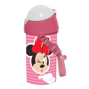 Disney Minnie Maus Wasserflasche mit Strohhalm, rosa und weiß, 500 ml - Lebensmittel- & Getränkebehälter
