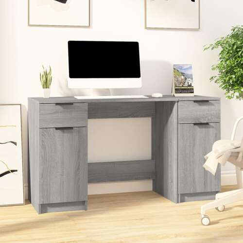 vidaXL szürke sonoma színű szerelt fa íróasztal szekrénnyel 59792091
