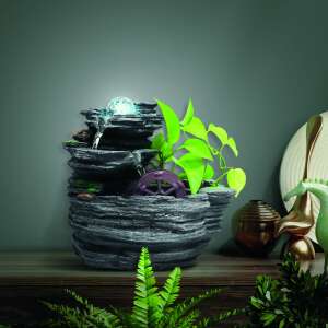 Splash - cu LED alb rece, bilă de sticlă și plante ornamentale - 28 x 17 x 25 cm - 230 V