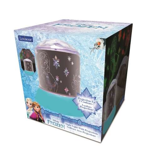 Proiector de noapte Lexibook Frozen, proiectează 3 culori pe tavan, cu imagini rotative, excelent pentru copii