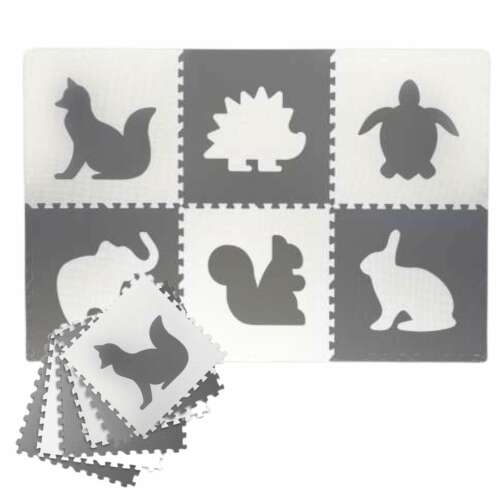 Ricokids Puzzle cu burete gigant 120x180cm (6buc 60x60cm) - Animale #grey-white