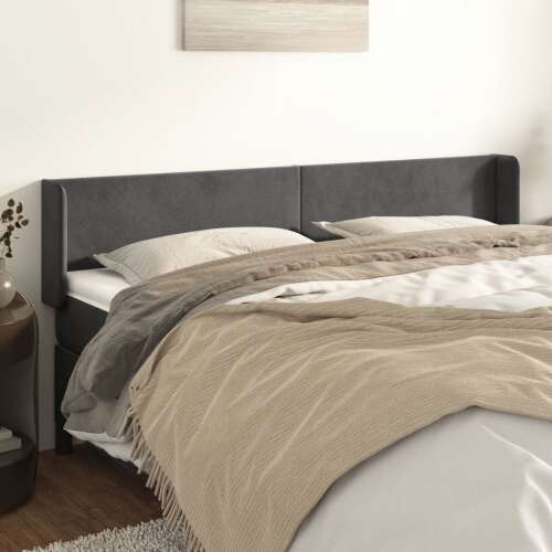 vidaXL sötétszürke bársony szárnyas fejtámla 163x16x78/88 cm - Ágytámla