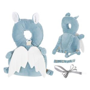 Biztonsági Hátizsák babáknak járástanuláshoz - Denevér, collage of light blue baby head protector backpack features - Preschool Backpack, Bag