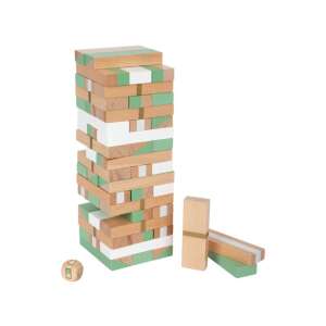 Small foot Gold Edition Jenga toronyépítő játék, fa blokkok zöld, fehér és arany részletekkel - Jenga