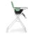Side view of Ricokids Nuco high chair, white and green foldable baby feeding chair