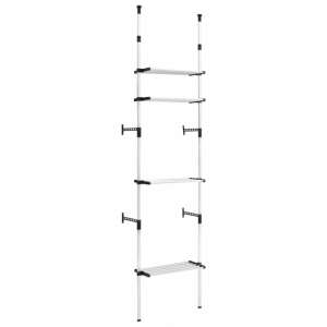 vidaXL Telescopic Wardrobe System with Shelves, silver and black, aluminum, adjustable height, 4 shelves - Clothing Rack
