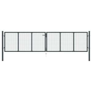 vidaXL horganyzott acél kertkapu ráccsal, 400 x 150 cm, antracitszürke - Kertkapu