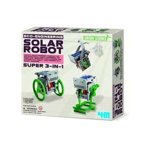 4M Öko-Engineering Solarrobot 3-in-1, solarbetriebener Roboterbausatz, baue deinen eigenen Roboter, STEM-Spielzeug, Wissenschaftsset, Lernspielzeug