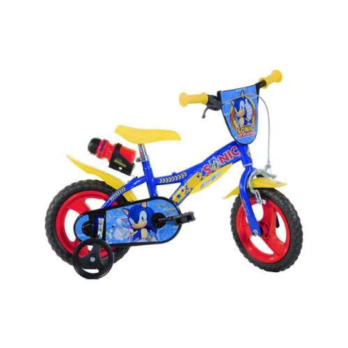 Sonic the Hedgehog 12 Zoll Kinderfahrrad, blau und gelb, mit Stützrädern