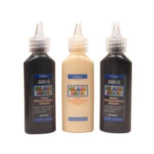 Amos Üveg Dekor Kontúr Liner fekete, arany, ezüst üvegfesték készlet, 3 db-os, 22 ml-es - Üvegfesték