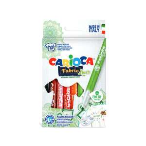 Markere textile Carioca Fabric Liner, pachet de 10, vârf fin, permanente, lavabile, pentru textile, fabricate în Italia - Pixuri