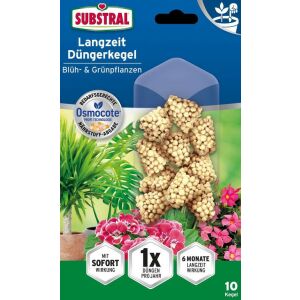 Substral Osmocote Langzeit Düngerkegel für Blüh- und Grünpflanzen, 10 Stück, Langzeitdüngung - Düngemittel