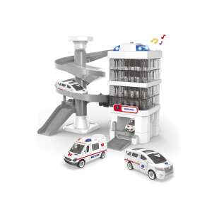 Stanica záchrannej služby s 2 autami, svetlo a hudba, rotačná dráha hračka - Autá a vozidlá