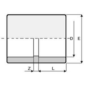 Karmantyú D63 szerelvény diagram méretekkel D:63, L:38, Z:3, E:75 - Szűrőberendezés & Vízforgató
