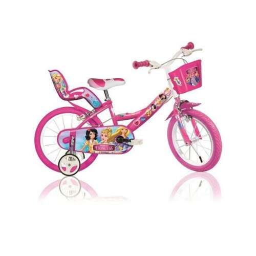 Prinzessin rosa Kinderfahrrad 14 Zoll mit Stützrädern, Dino Bikes
