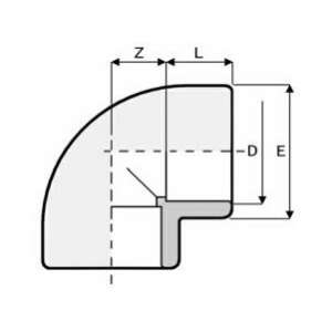 Könyök D50 PVC Könyök idom rajz - Szűrőberendezés & Vízforgató