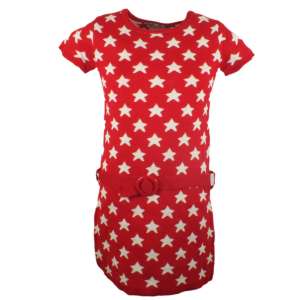 Rochie roșie cu imprimeu cu stele, cu mâneci scurte, pentru fete, marca Knot So Bad - Knot So Bad