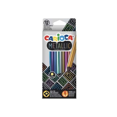 Carioca Metallic Farbstifte, 12er Pack, Metallic-Farben, ideal für dunkle Oberflächen