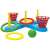 2-in-1 outdoor game for kids, includes basketball hoops and ring toss, colorful plastic, fun for the whole family