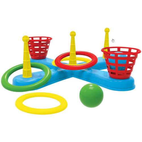 2 in 1 toss game with basketball hoops and rings, outdoor fun for kids