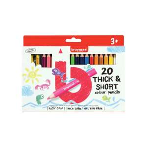 Creioane colorate Bruynzeel 20 groase și scurte, set de 20 creioane colorate pentru copii, prindere ușoară, miez gros, fără gluten - Creioane colorate