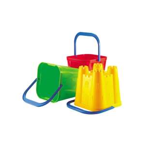 Écoiffier várfalak formájú homokozó vödör szett, 3 vödörrel piros, zöld és sárga színben, tökéletes homokvárak építéséhez - Szabadtéri játék és felszerelés