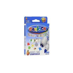 Carioca Nyomdafilc készlet, 6 db, kétoldalú filctollak bélyegzővel, gyerekeknek, rajzoláshoz és kézműveskedéshez - Rajzeszköz