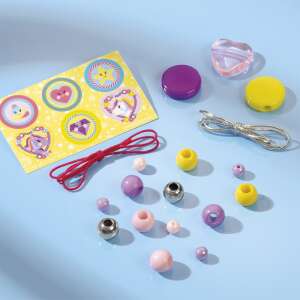 Totum Unicorn Bracelet DIY Kit, contents of the kit: beads, string, stickers, and charms - Jewelry Making Kit