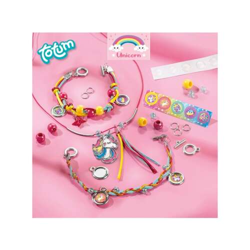 Sada na výrobu šperkov Totum Unicorn Rainbow Jewels, vytvorte si vlastné náhrdelníky a náramky s príveskami s jednorožcom a farebnými korálkami