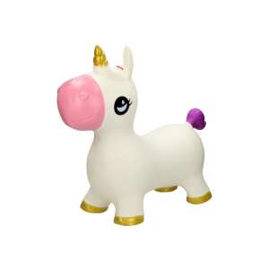 Skippy weißes Einhorn Hüpfpferd, aufblasbares Spielzeug für Kinder, 54x16x45 cm - Sport & Freizeit