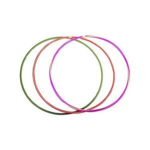 Three hula hoops, one green, one purple, one orange, on a white background - Body shaping