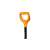 Close-up of Fiskars Solid black shovel with orange handle
