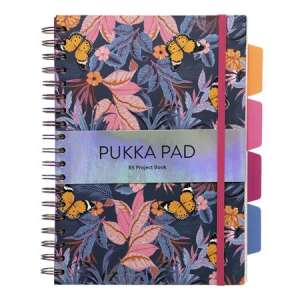 PUKKA PAD B5 Project Book virágmintával és pillangókkal - Pukka