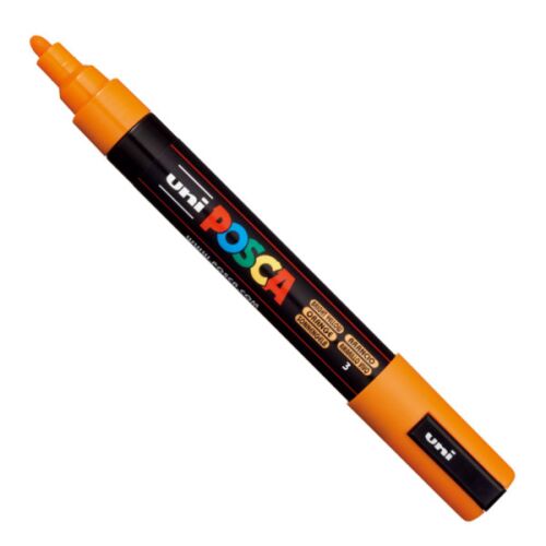UNI Posca PC-5M Ragyogó sárga marker szögletes nézet - Dekormarker