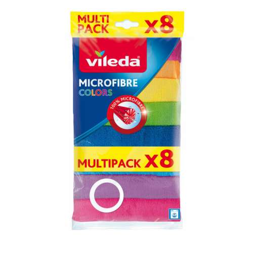 Vileda Microfibre Colors Multipack of 8 microfiber cloths in assorted colors