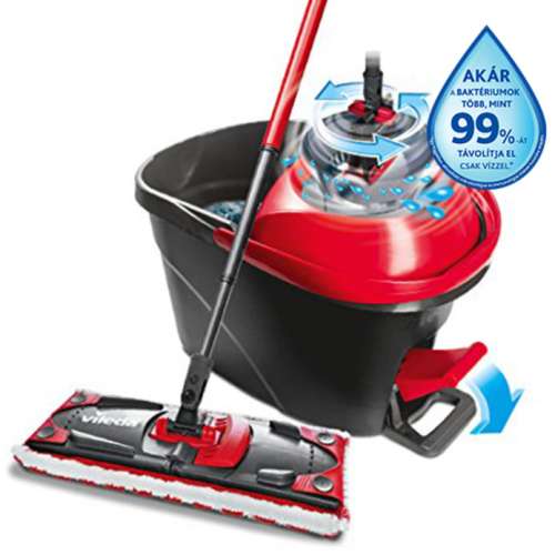 Vileda Ultramat Turbo mop and bucket set with foot pedal, red and grey
