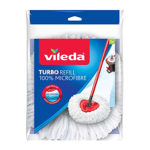 Vileda Turbo Nachfüll-Moppkopf, 100% Mikrofaser, Weiß