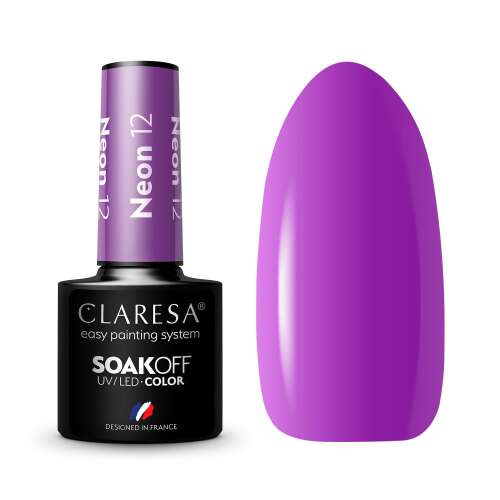 Claresa Neon 12 Soak-Off UV/LED gél lakk, élénk lila szín