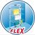 Vileda Mixer 3 szintes ruhaszárító ruhákkal illusztráció és FLEX logó