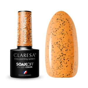 Claresa Festival Vibes 1 Gel Polish, Orange mit Glitter, Soak-Off UV/LED Farbe, 5g - Gel-Lack