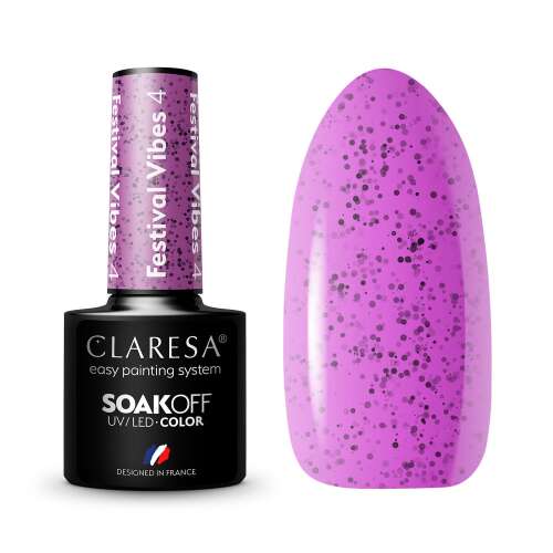 Claresa Festival Vibes 4 Gel Polish, Pink mit Glitter, 5g