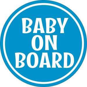 Minimál kerek gyerek autómatrica, baby on board feliratos, kék - Best4Baby magyar babyonboard autó matrica 59949192 Baby on board jelzések
