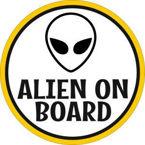 Alien on board feliratos, sárga autómatrica - Best4Baby magyar babyonboard autó matrica 59949230 Baby on board jelzés