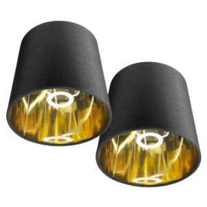 2 pachete de abajururi moderne Navaris, negre, cu interior auriu, 17 cm, soclu E14 - Cabluri Lightning