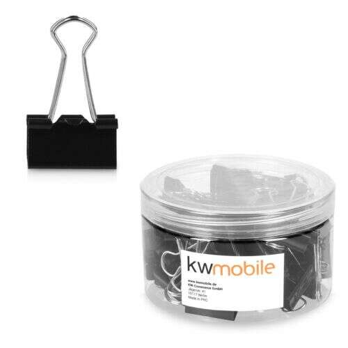 Kwmobile 50 db dokumentumkapcsos készlet, 25 mm, fekete, fém, iratkapcsok dokumentumok, papírok és egyéb dolgok rendezéséhez