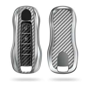 Porsche car key cover, silver carbon fiber key case, kwmobile key protector - Pillow to improve grip