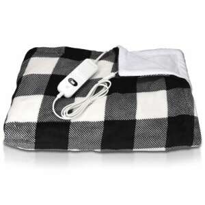 Navaris elektromos fűtőtakaró, fekete-fehér kockás mintával, vezérlővel - Navaris